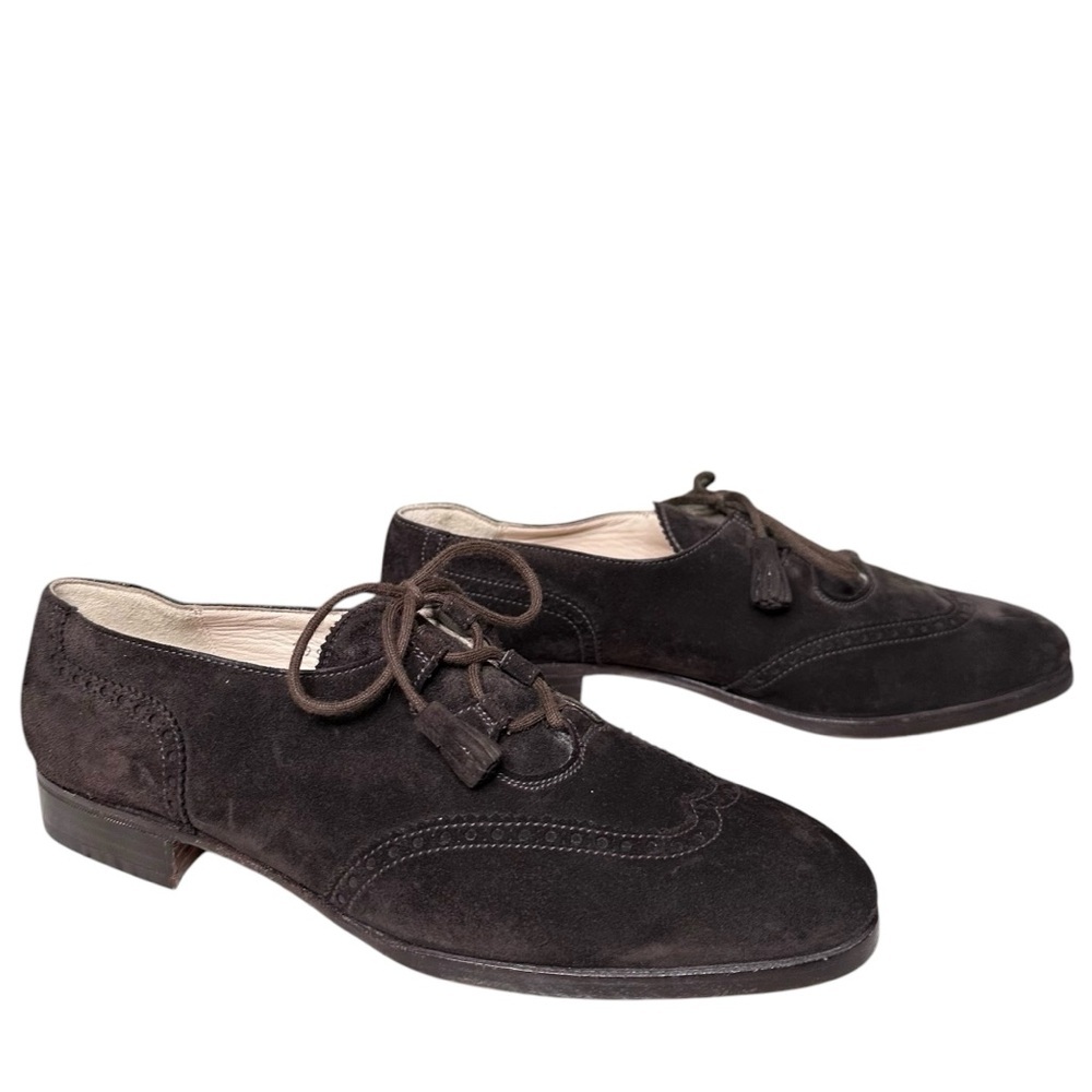 Silvia Fiorentina Brown Suede Lace Up Oxford Loafers Size EU7 US 6.5